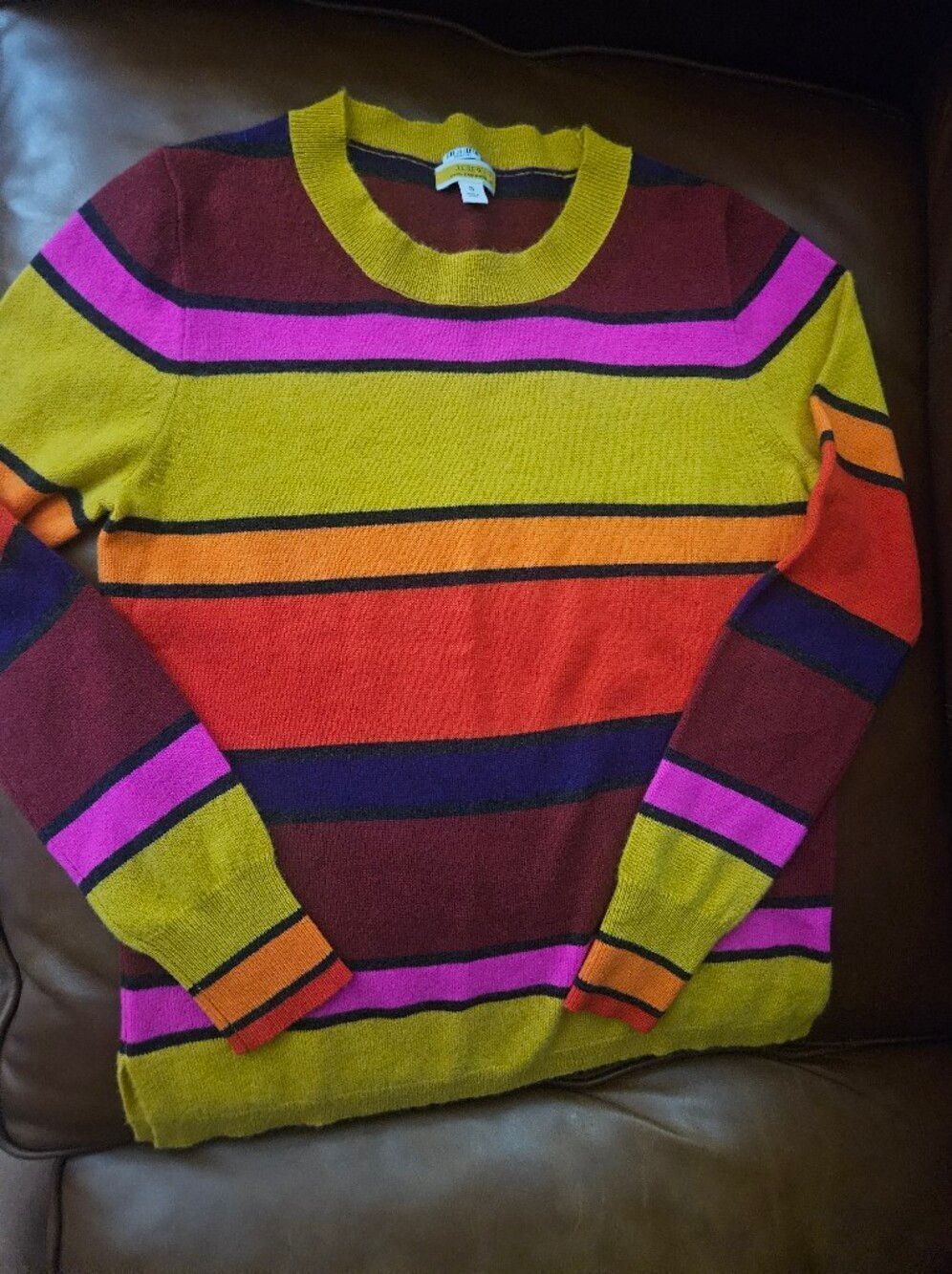 J. Crew Colorful Cashmere Striped Crewneck Sweater Small